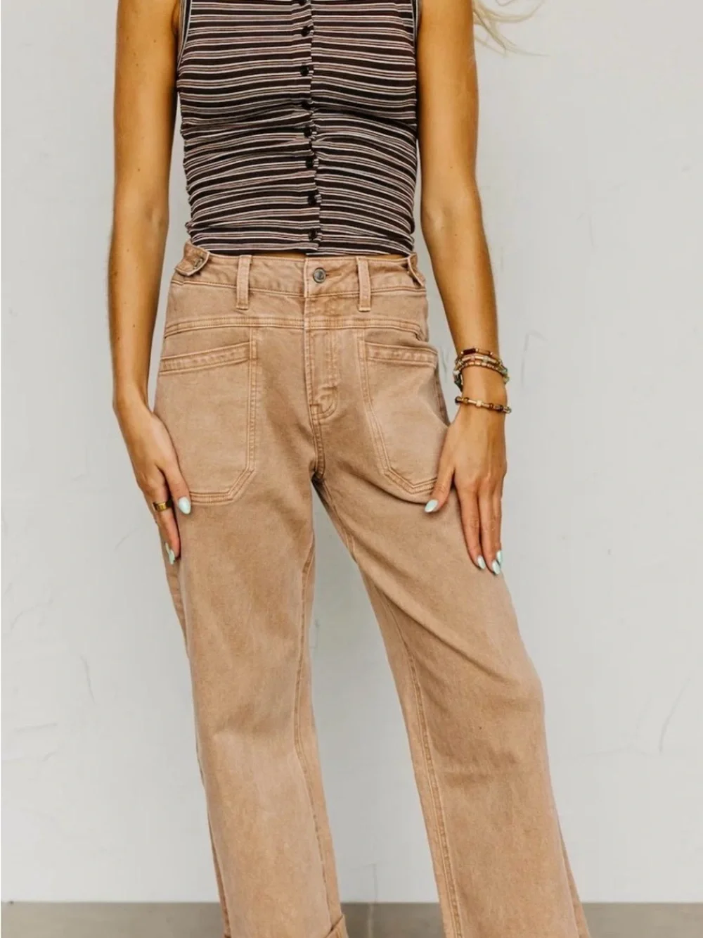 Flying Monkey Carmel High Rise Slim Wide Leg Jeans 28